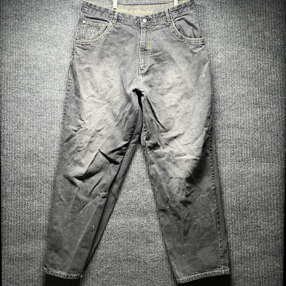 Vintage Makaveli Branded Jeans Mens 38x34 Black Baggy 90s Tupac Hip Hop Street‎